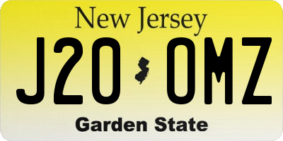 NJ license plate J20OMZ