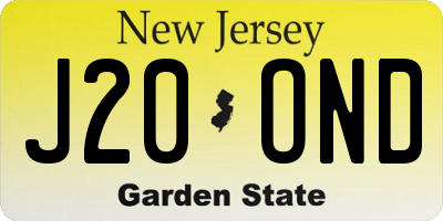 NJ license plate J20OND