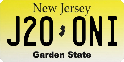 NJ license plate J20ONI