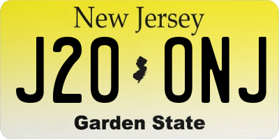 NJ license plate J20ONJ