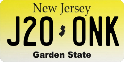 NJ license plate J20ONK