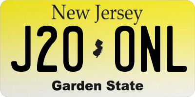 NJ license plate J20ONL