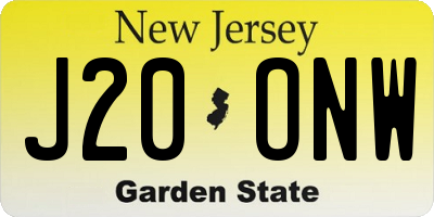 NJ license plate J20ONW