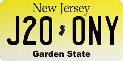 NJ license plate J20ONY