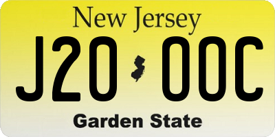 NJ license plate J20OOC
