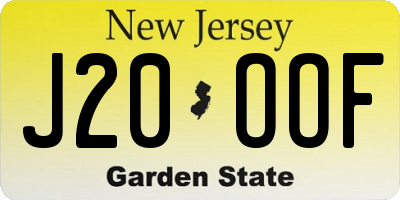 NJ license plate J20OOF