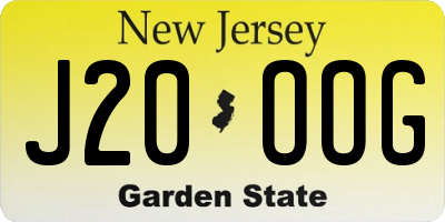 NJ license plate J20OOG