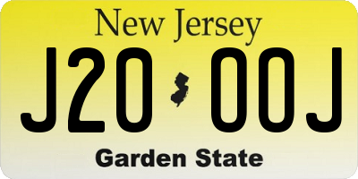 NJ license plate J20OOJ