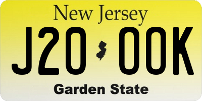 NJ license plate J20OOK