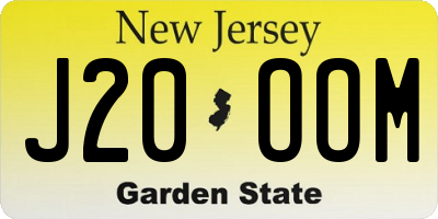 NJ license plate J20OOM