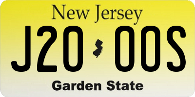 NJ license plate J20OOS