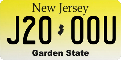 NJ license plate J20OOU