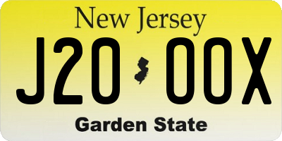 NJ license plate J20OOX