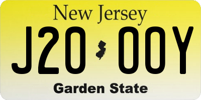 NJ license plate J20OOY