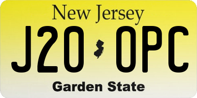 NJ license plate J20OPC