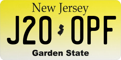 NJ license plate J20OPF