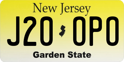 NJ license plate J20OPO