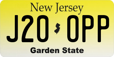 NJ license plate J20OPP