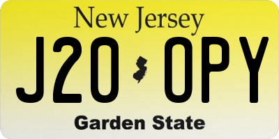 NJ license plate J20OPY