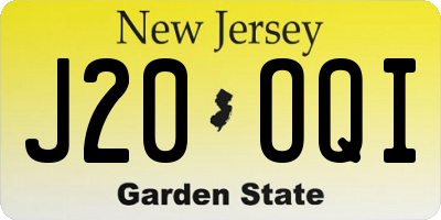 NJ license plate J20OQI