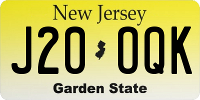 NJ license plate J20OQK
