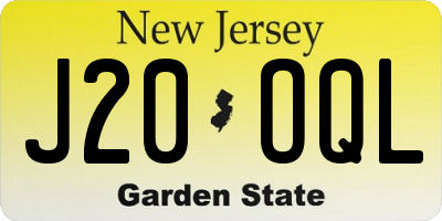 NJ license plate J20OQL
