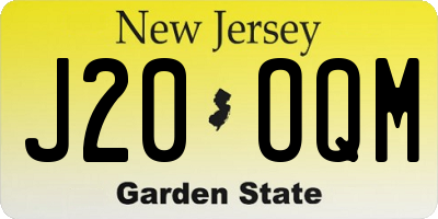 NJ license plate J20OQM