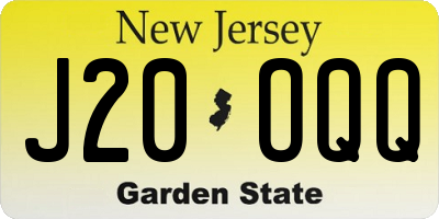 NJ license plate J20OQQ