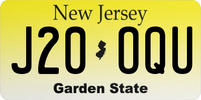 NJ license plate J20OQU