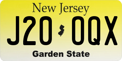 NJ license plate J20OQX
