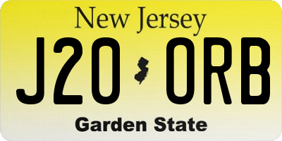 NJ license plate J20ORB