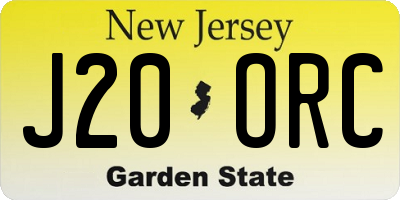 NJ license plate J20ORC
