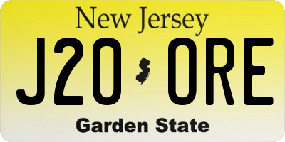 NJ license plate J20ORE