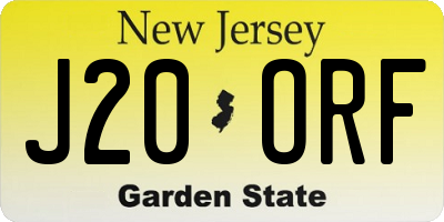 NJ license plate J20ORF