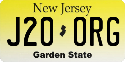 NJ license plate J20ORG