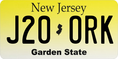 NJ license plate J20ORK