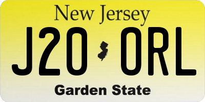 NJ license plate J20ORL