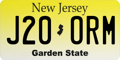 NJ license plate J20ORM
