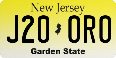 NJ license plate J20ORO
