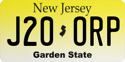 NJ license plate J20ORP