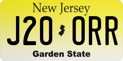 NJ license plate J20ORR