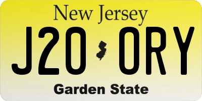 NJ license plate J20ORY