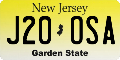 NJ license plate J20OSA