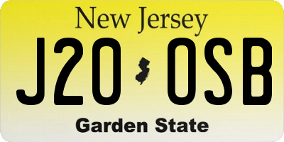 NJ license plate J20OSB