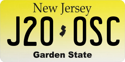 NJ license plate J20OSC