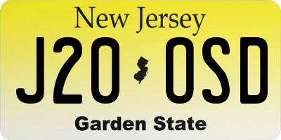 NJ license plate J20OSD