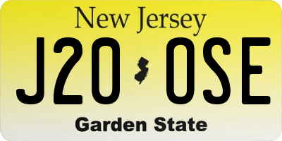 NJ license plate J20OSE