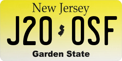 NJ license plate J20OSF