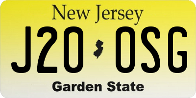 NJ license plate J20OSG