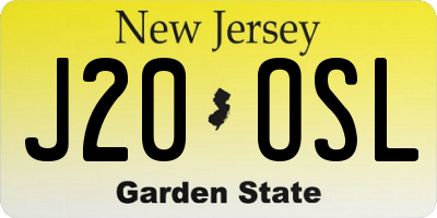 NJ license plate J20OSL